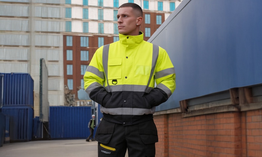 Image 1: LABEL APPAREL Men's Water-Resistant Bomber Jacket 