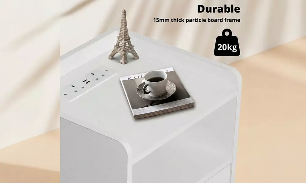 Levede LED Bedside Table – 3 Drawer Smart Nightstand