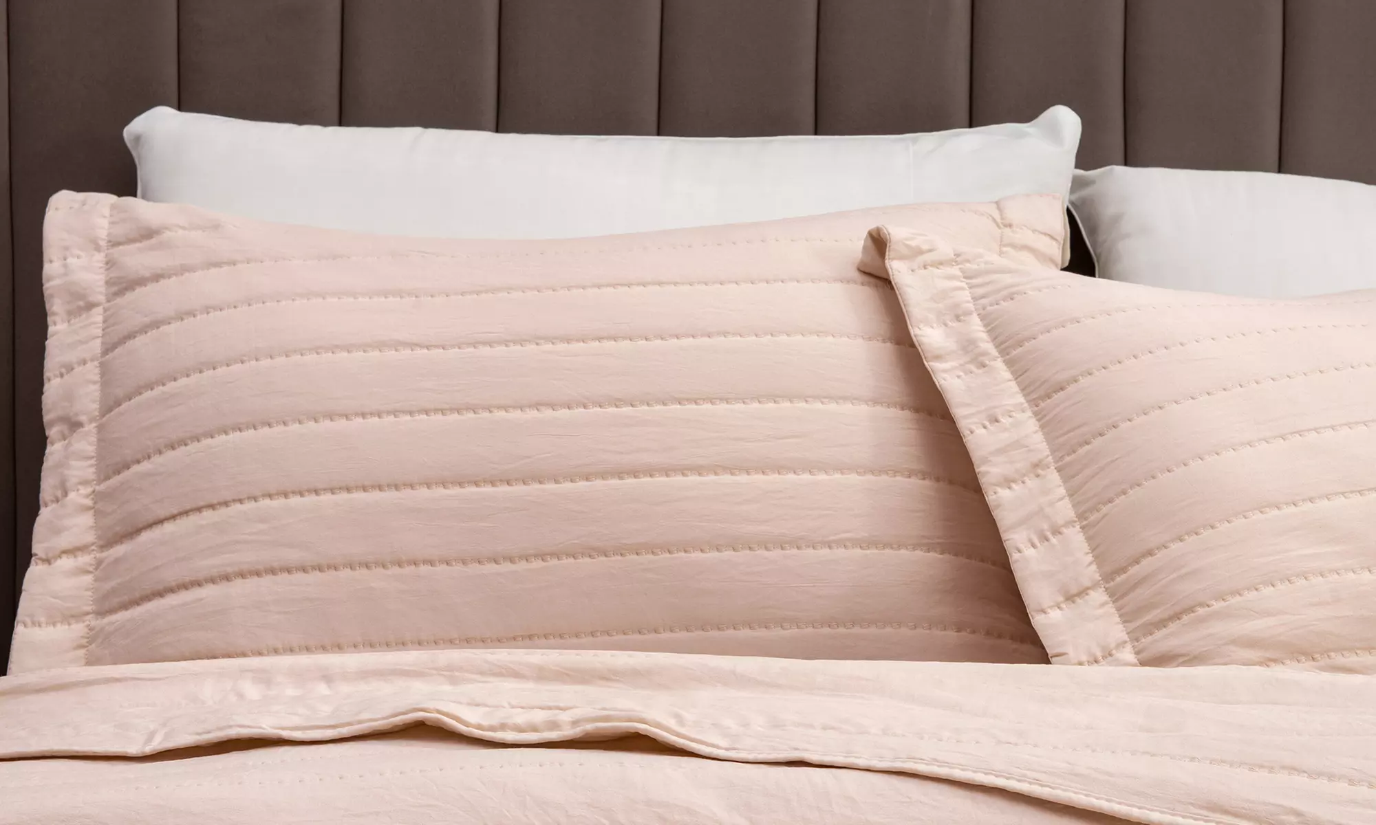 Channel Stitch Microfiber Reversible Quilt Set With Shams