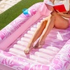 Image 6: Inflatable Tanning Pool Lounger Float with Pillow and Cup Holder
