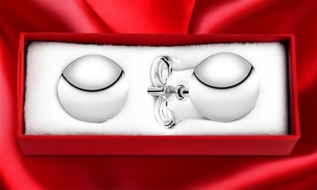 Italian Made Sterling Silver 6MM Classic Ball Stud Earrings Silver Sterling Silver