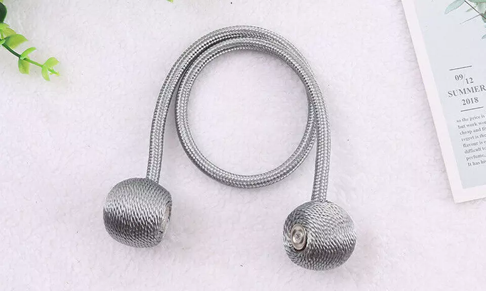 2Pcs Curtain Tie Backs Magnetic Ball Buckle Holder Tieback Clips Window Home