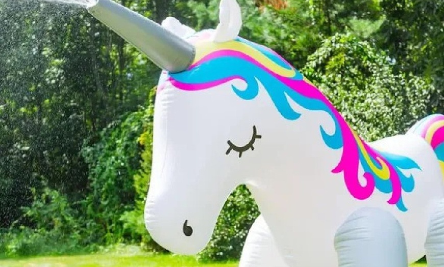 Image 3: 6ft Inflatable Unicorn-Themed Sprinkler