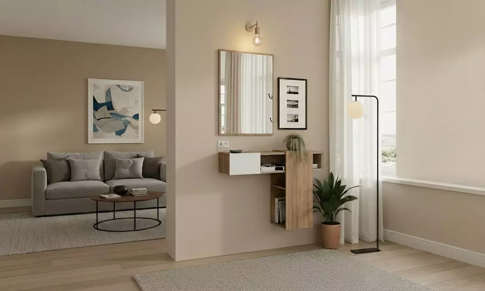 Mobile da ingresso con specchio e contenitore