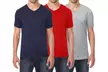 3-Pack Men's Short Sleeve V-Neck Cotton-Stretch Tee (S-2XL) - Second Medium