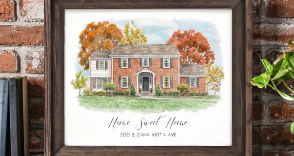 Custom Watercolor House Portrait - High Resolution Digital File