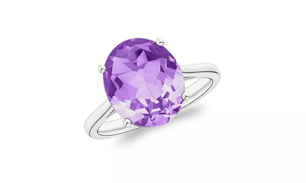 5.00 CTTW Amethyst Oval Cut Sterling Silver Ring