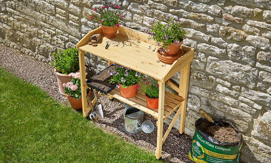 Image 4: Garden Grow Wooden Potting Bench or Storage Cabinet