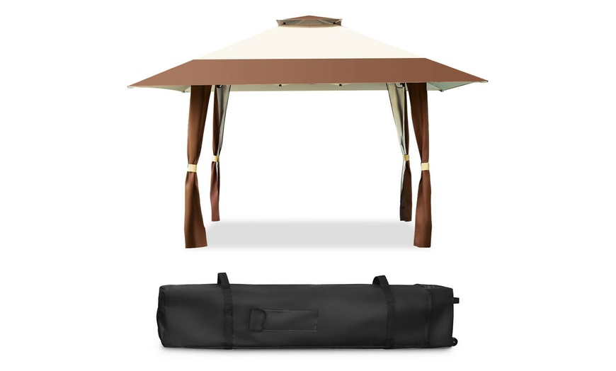 Image 2: Costway 13'x13' Folding Gazebo Canopy Shelter Awning Tent Patio Garden Outdoor 