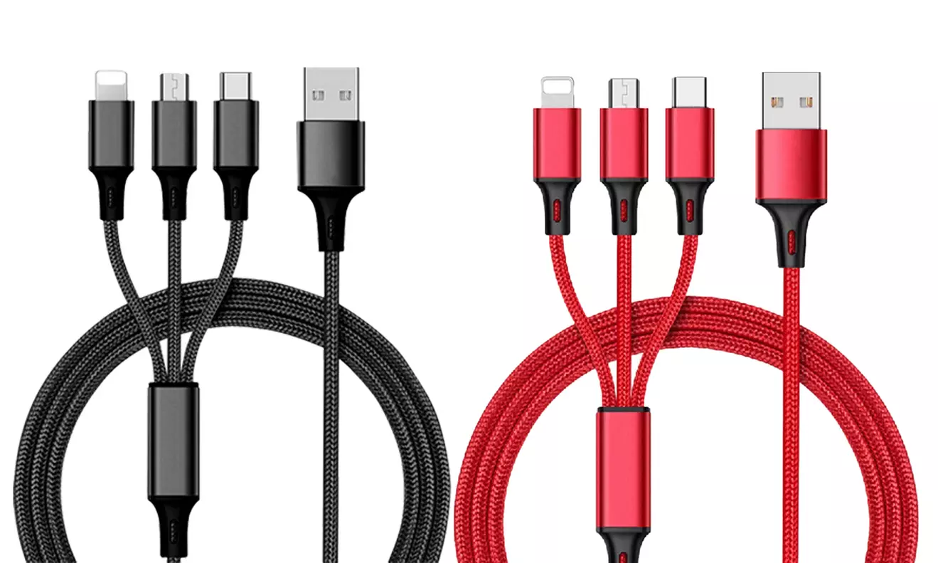 1x, 2x oder 3x 3-in-1 USB-Ladekabel