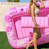 Image 8: Inflatable Tanning Pool Lounger Float with Pillow and Cup Holder
