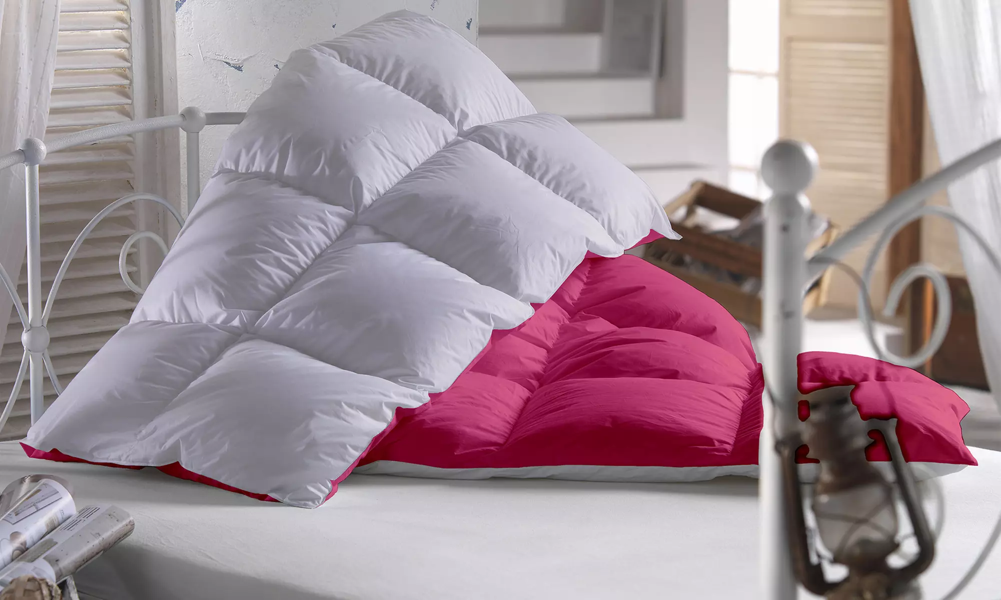 Piumino invernale in vera piuma d'oca bicolore