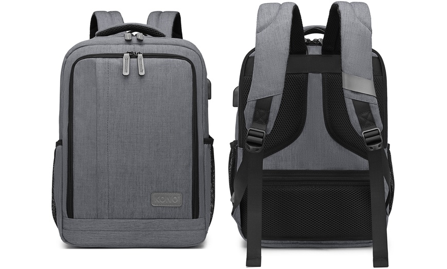 Image 31: KONO Travel Backpack Business Bag with USB Port and Laptop Compartment