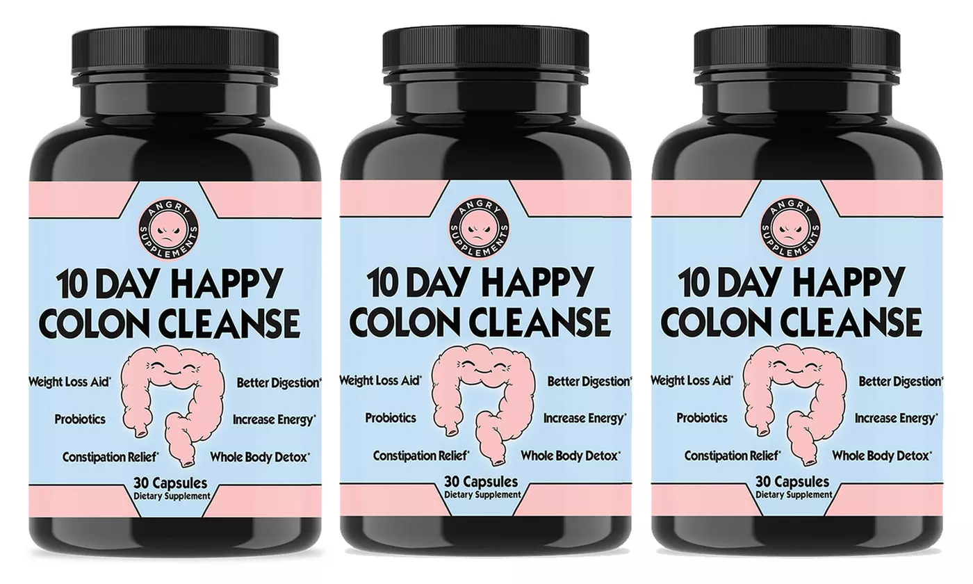 Angry Supplements 10-Day Happy Colon Cleanse Detox Capsules (1-, 2- or 3-Pack) - Primary Image