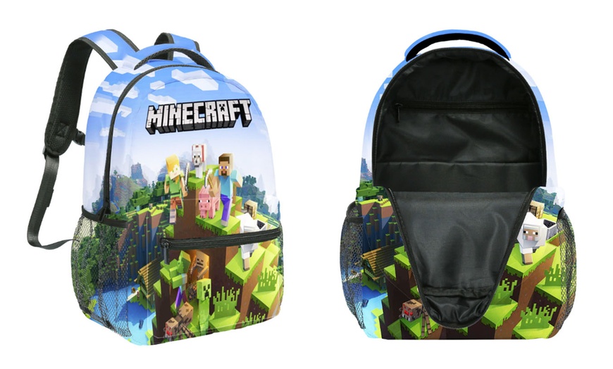 Image 3: Minecraft-Inspired Graphic Print Backpack 
