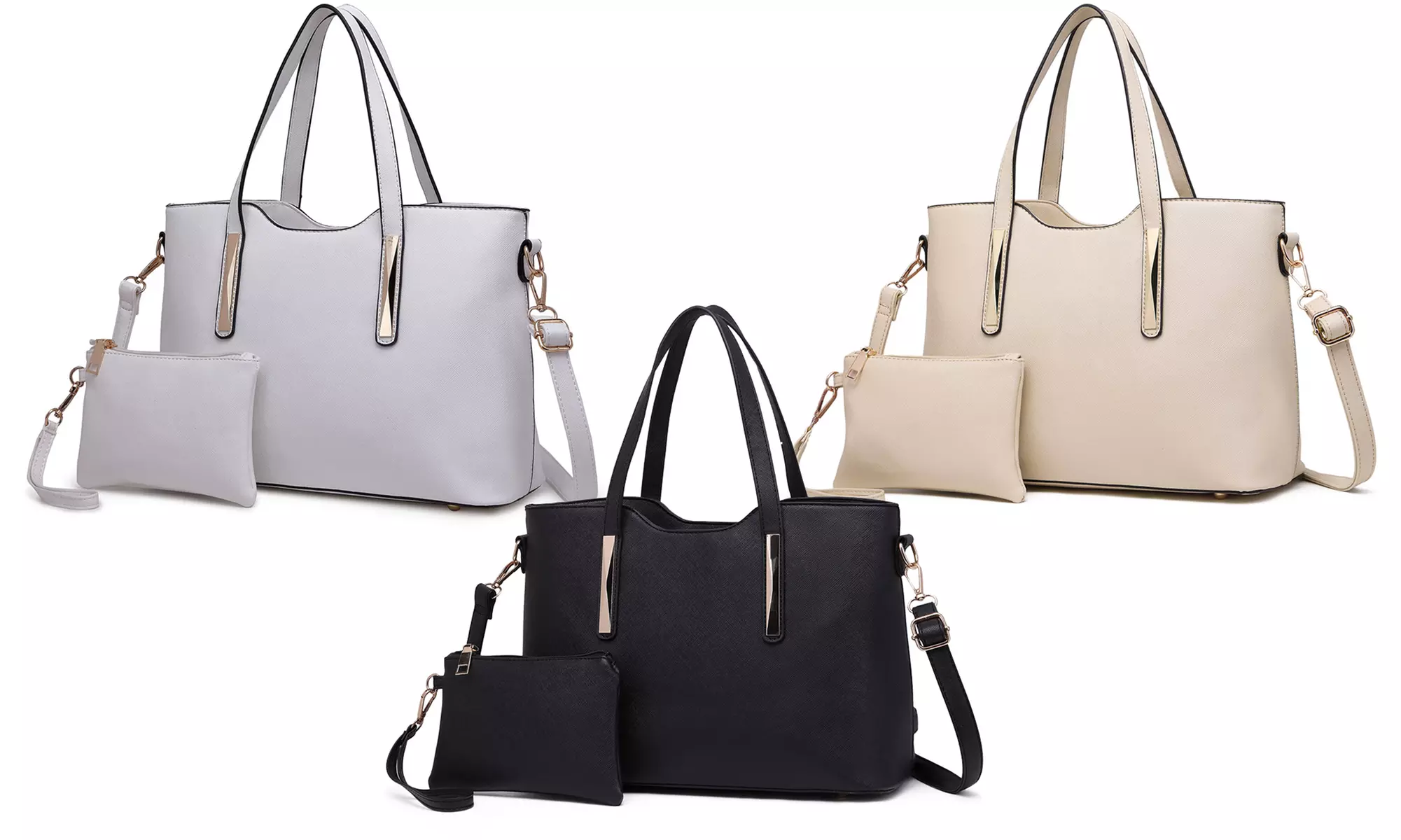 Damen-Handtasche und Geldbörse in Leder-Optik