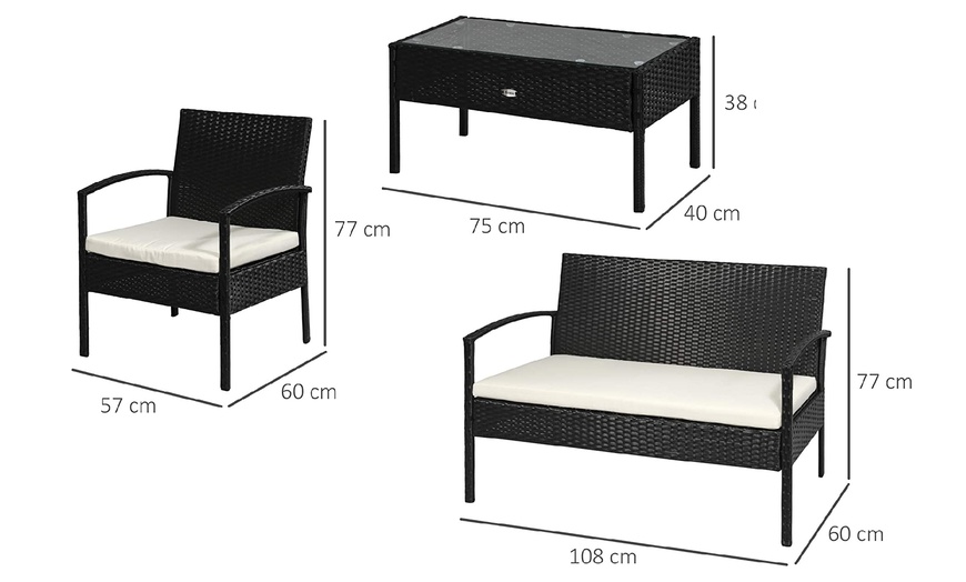 Image 10: Outsunny 4-Piece Rattan Effect Garden Sofa Set