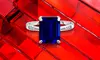 4.00 CTTW Sapphire Emerald Cut Sterling Silver Ring