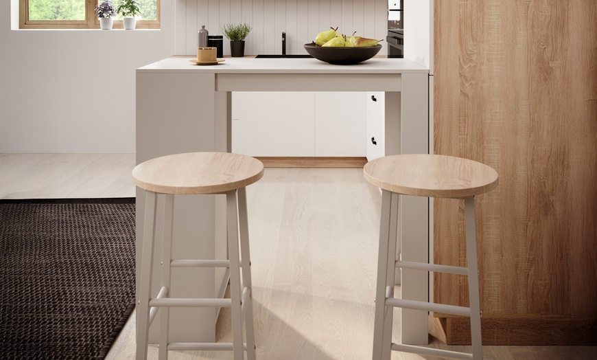 Image 10: Table haute Kyra de 110 cm avec ou sans tabouret