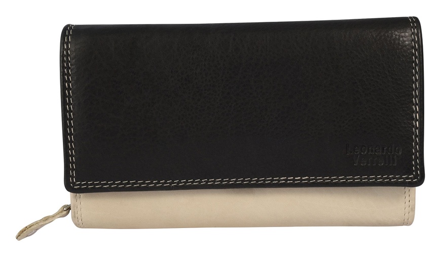 Image 64: Cartera de piel genuina para mujer Leonardo Verrelli