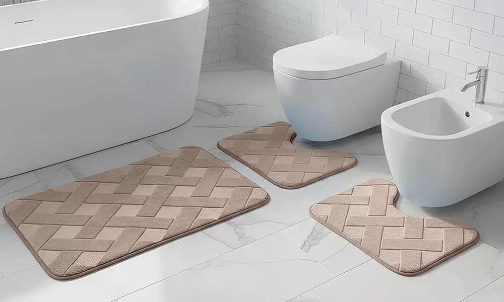 Lot de 3 tapis de bain à mémoire de forme Square
