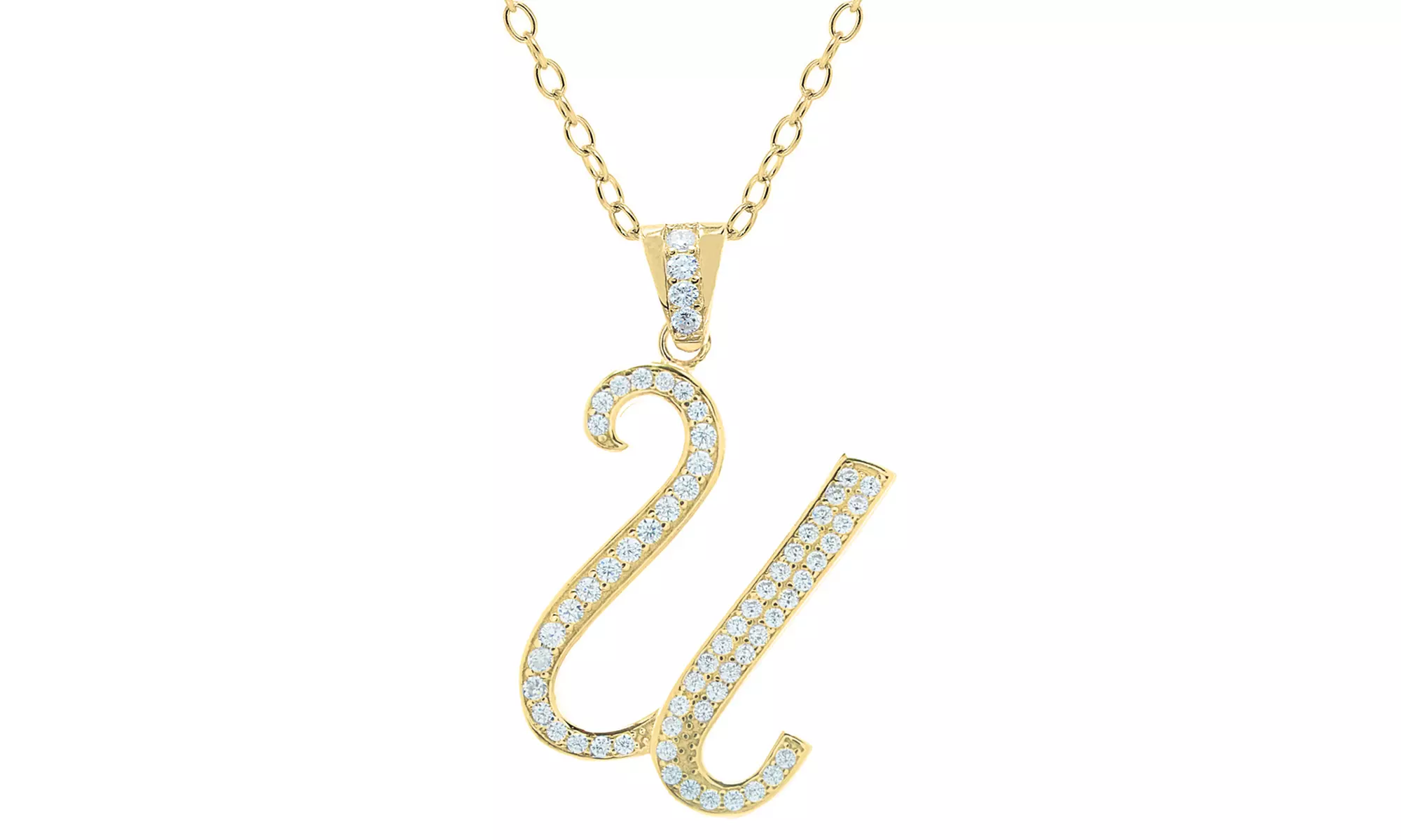 Script Initial Pendant Necklaces in Sterling Silver