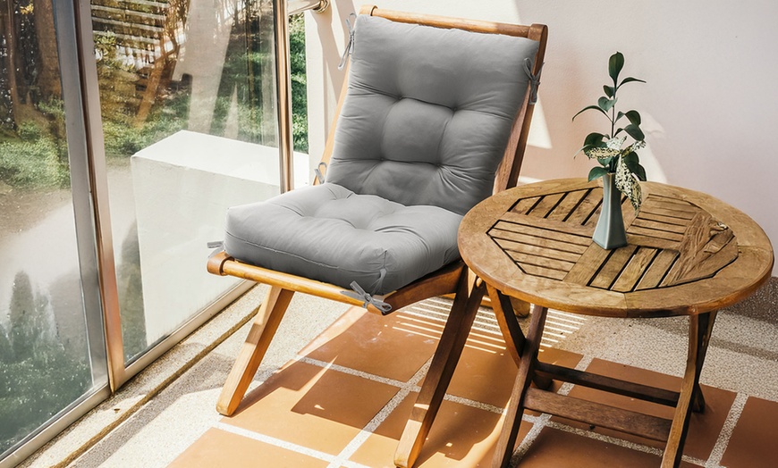 Image 2: 10cm Thick Deep Seat Chair Cushion with Ties