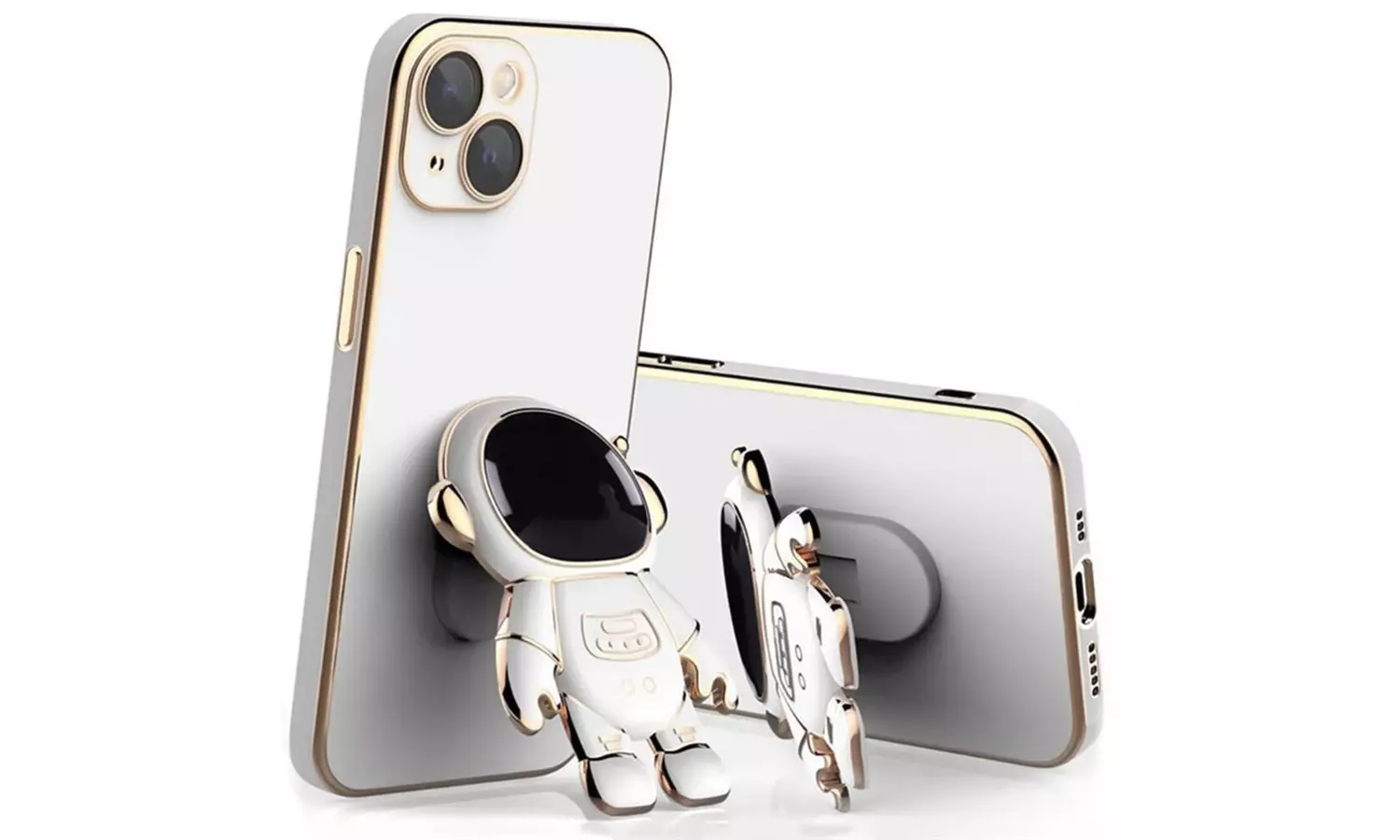 Astronaut Stand Phone Case Plating Silicone Cover For iPhone 12 Pro MAX 11 XS