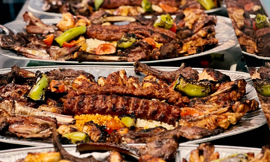 Image 1: Starter, Grill Combo or Veg Shish, & Drink for 1 or 2/Platter for Four