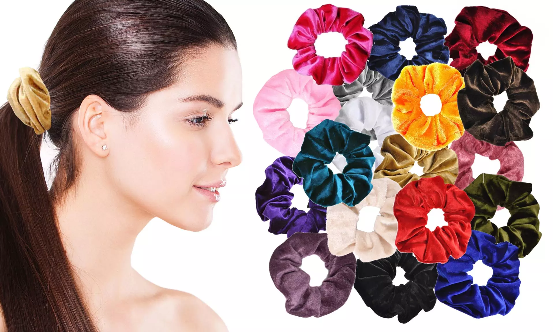 Velvet Elastic Hair Scrunchies (18-Pack) - Primary Image