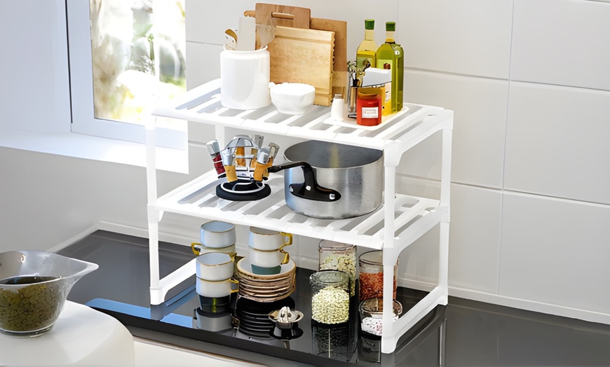Image 1: Organisateur à 2 niveaux pour cuisine ou salle de bain
