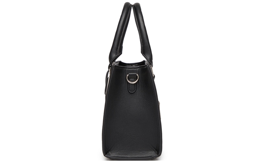 Image 17: Miss Lulu PU Leather Three-Tone Stitched Shoulder Handbag