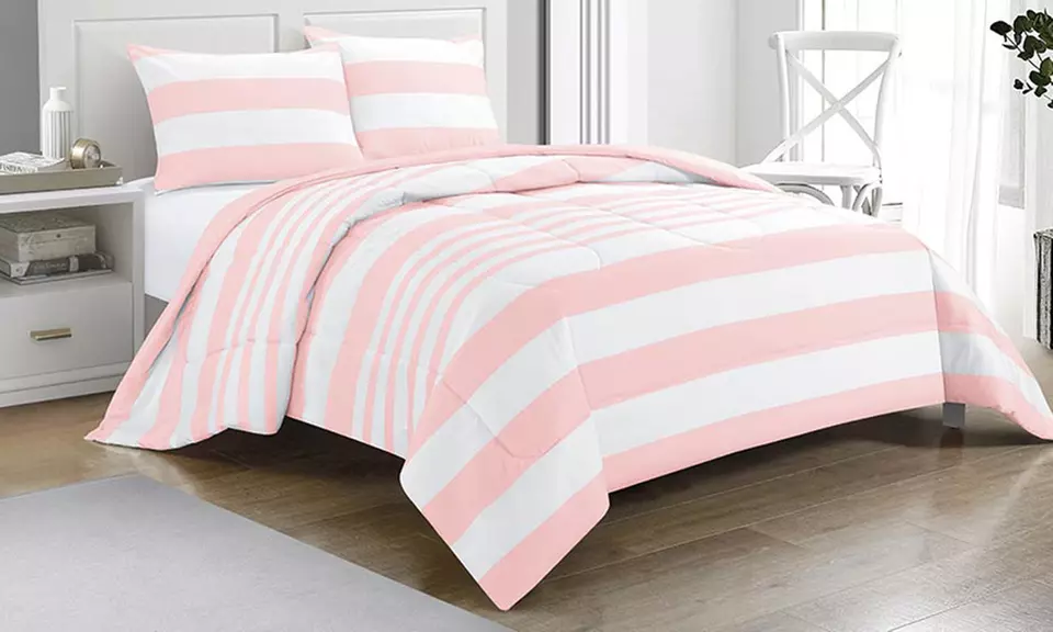 Reversible Rugby Stripe Microfiber Comforter Set - Second Medium