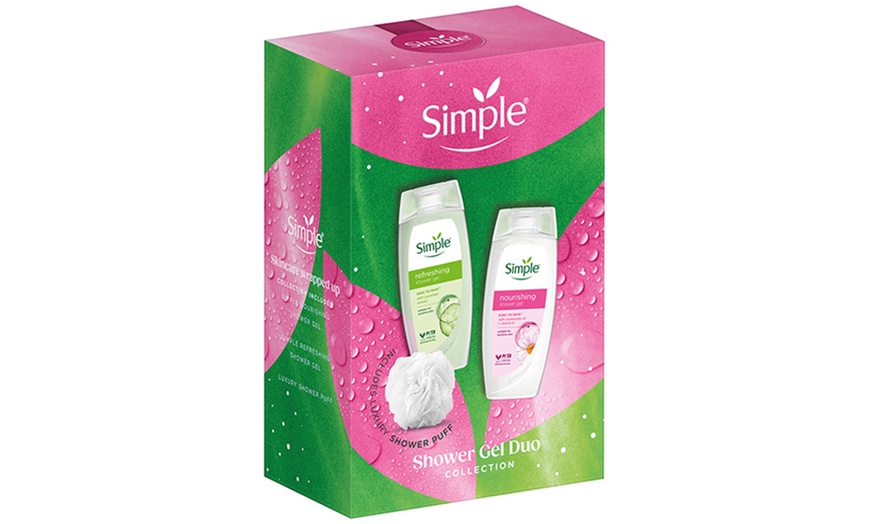 Image 7: Simple Shower Gel Duo Collection with Shower Puff Set