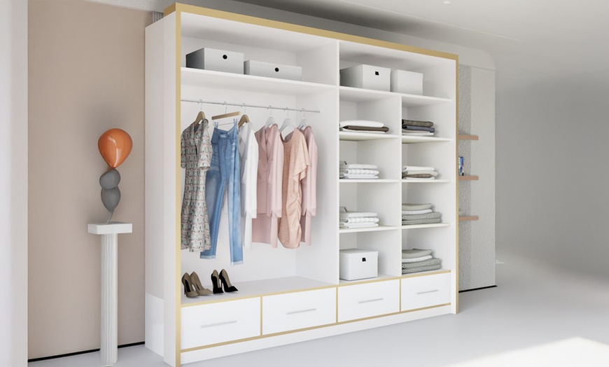 Image 6: Sweden Modern High Gloss Wardrobe with Drawers