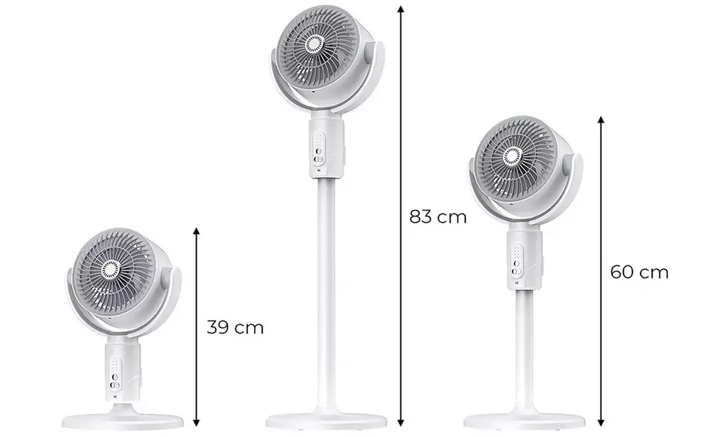 Ventilateur 3-en-1 sans fil et rechargeable avec hauteur ajustable