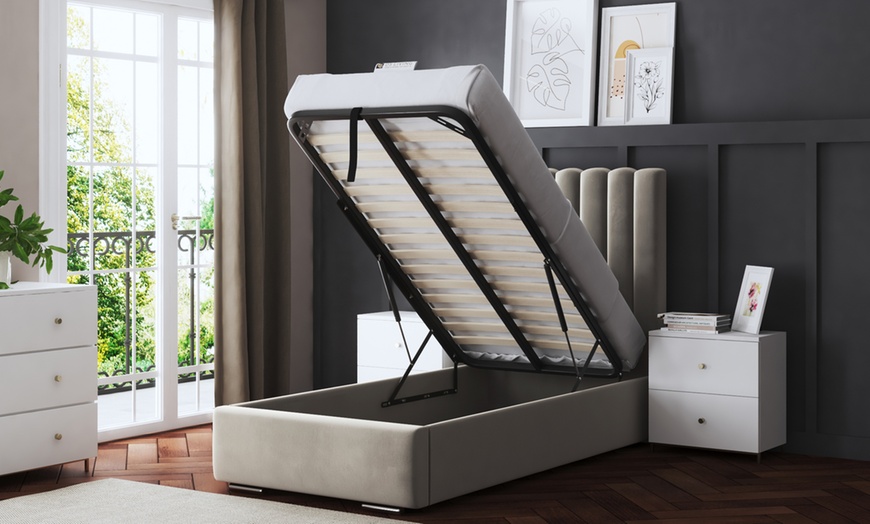 Image 6: Evangeline Panel Bed with Optional Ottoman Gas Lift Storage