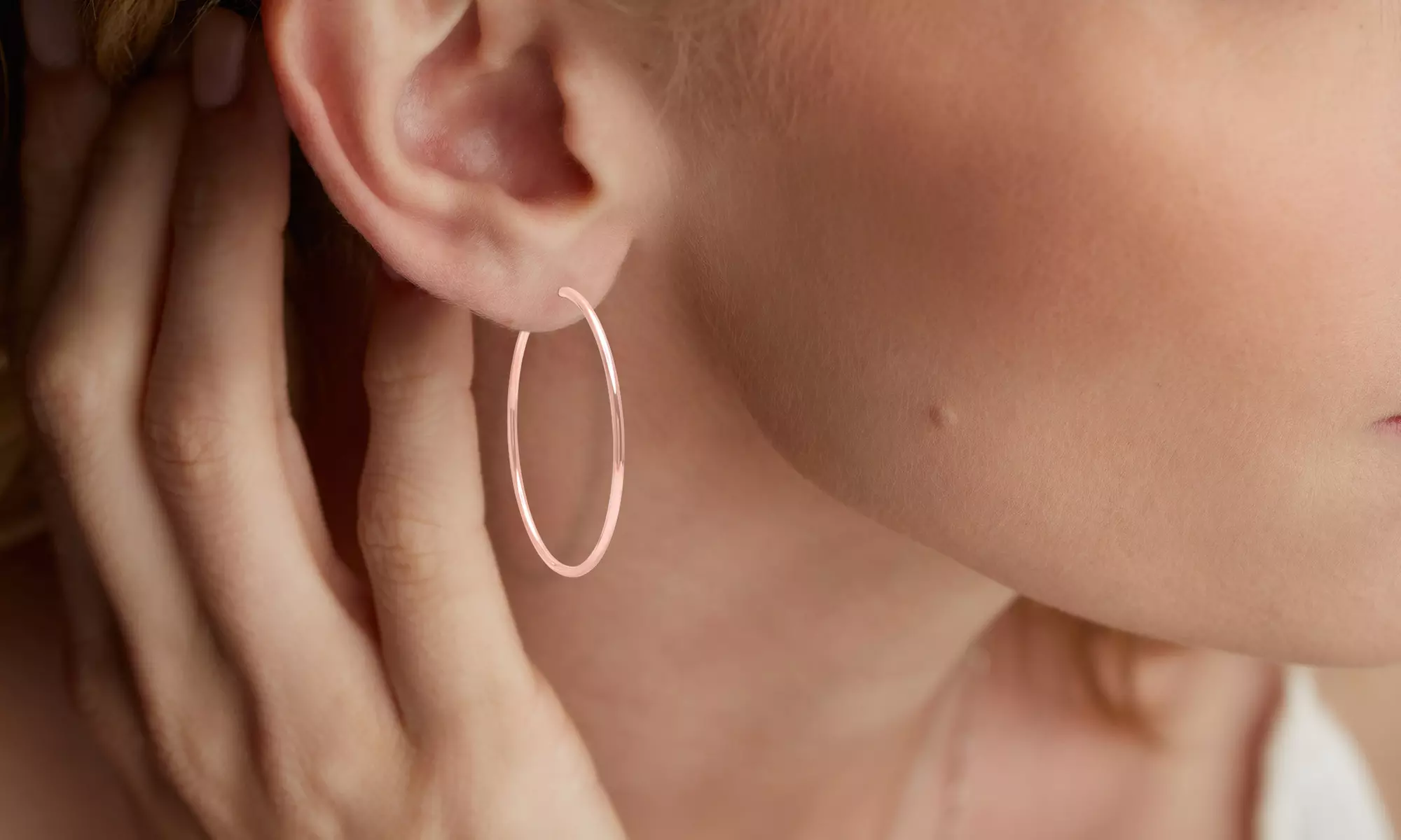 Set of 2 stainless Steel 50mm Hoop Earrings