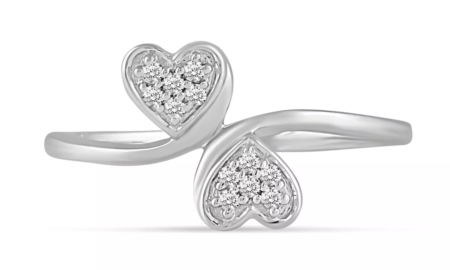 1/10 CTTW Diamond Double Heart Fashion Ring in Sterling Silver by Fifth and Fine