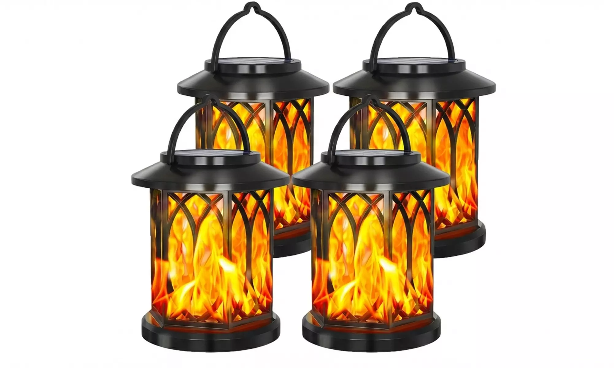 Solar-Powered Hollow Flame Light for Courtyard