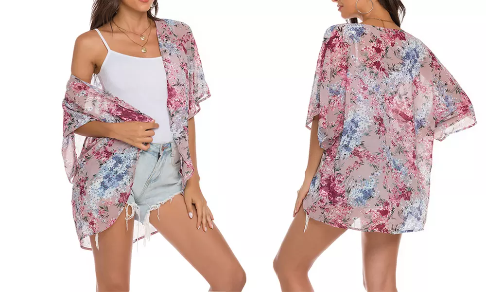 Cardigan kimono in chiffon