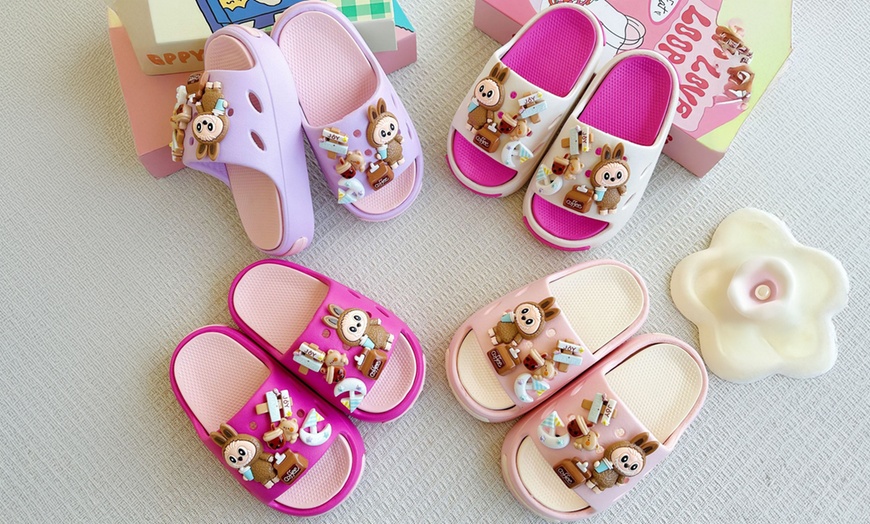 Image 1: Labubu-Inspired kids Cute Cartoon Slippers