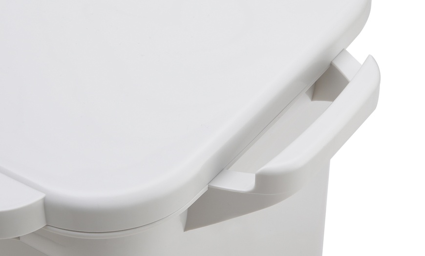 Image 13: Double-Layer Trash Can with Three Compartments and Wheels