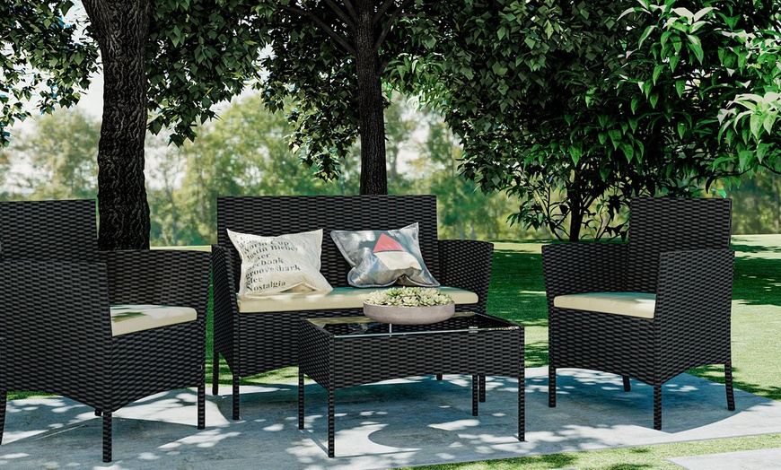 Image 7: Four-Piece Rattan-Effect Garden Furniture Set