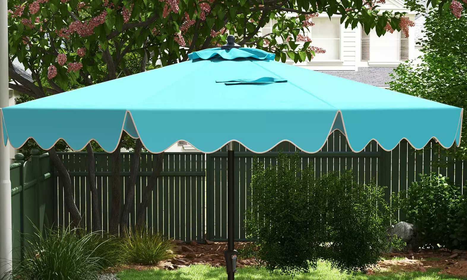 Costway 9 ft Patio Umbrella Two-Tier Market Table Umbrella Sun-Protective Canopy