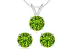 4 Cttw Round Peridot 18 Inch Necklace In Earring Set 24k Gold plated - Second Medium