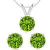 Image 2: 4 Cttw Round Peridot 18 Inch Necklace In Earring Set 24k Gold plated