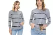 Women Long Sleeve Crewneck Casual Side Split Pullover Tops - Second Medium