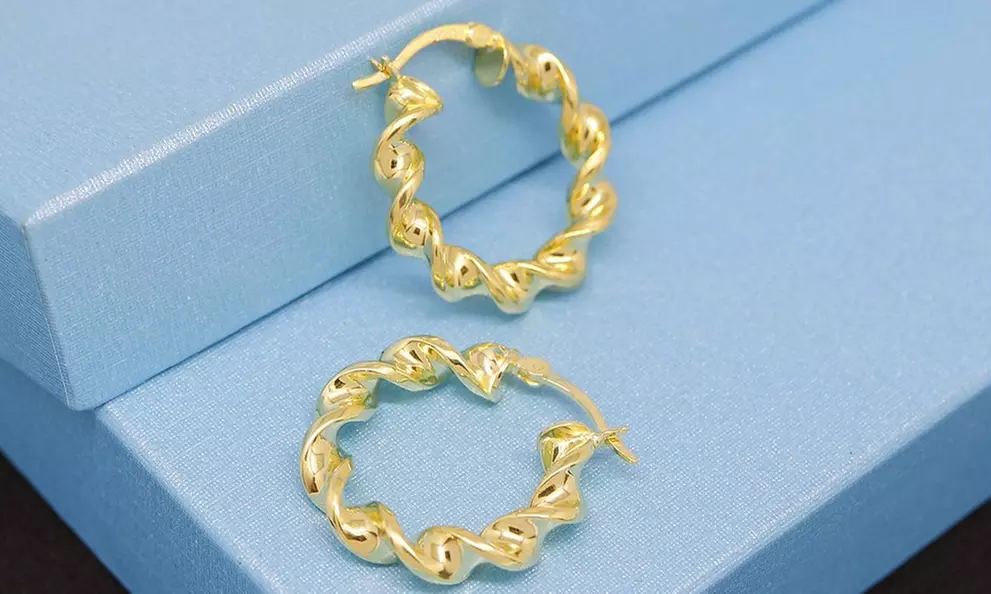Italian Sterling Silver 25MM Twisted Hoop Earrings