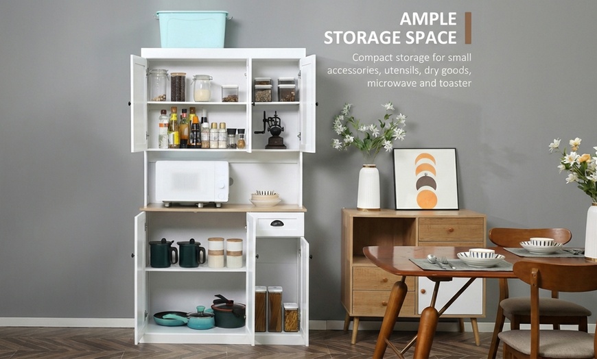 Image 8: HomCom Freestanding Kitchen Storage Cabinets